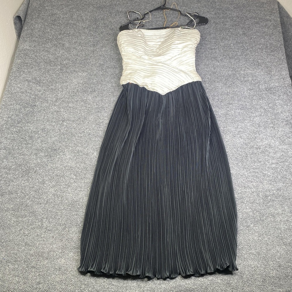 After Five By Julie Duroche Dress Womens Small Black White Pleated Formal Gown